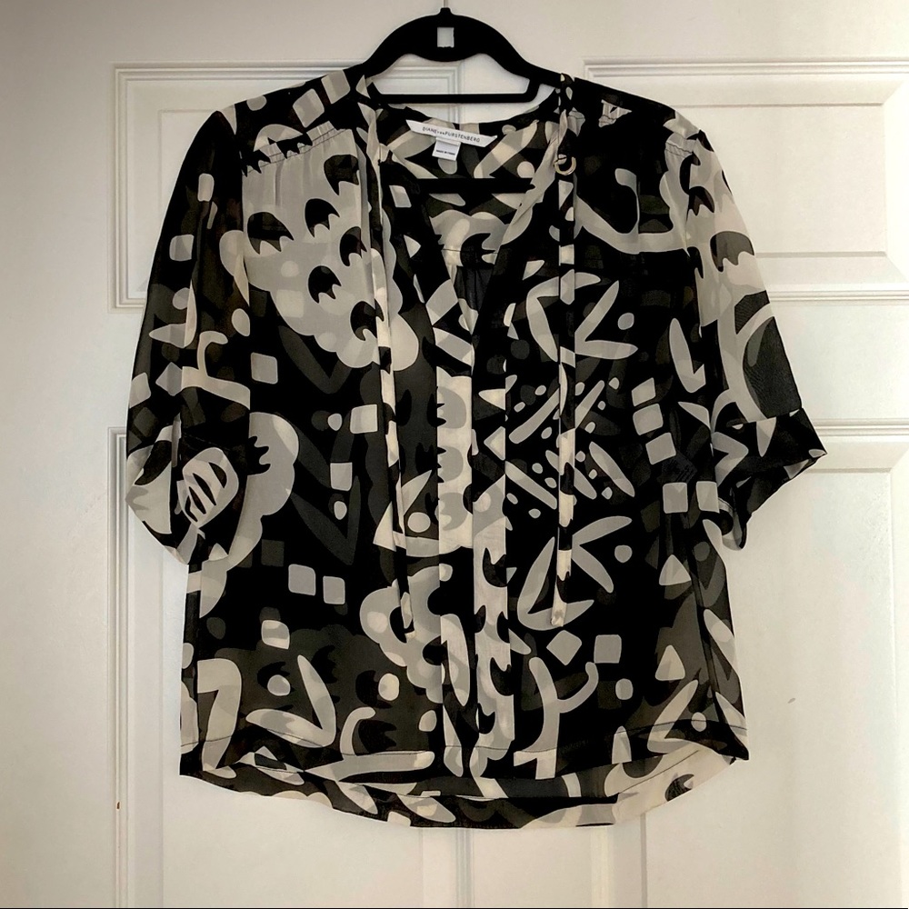 DVF Black & White Blouse